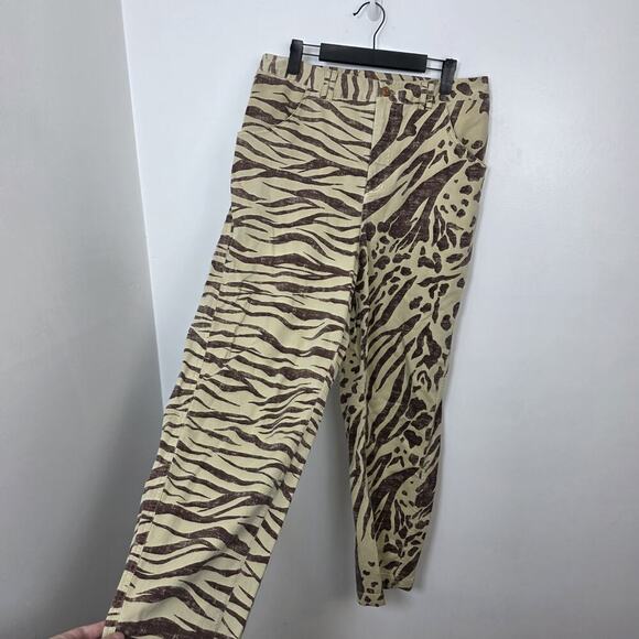 Pilcro Cream Brown Animal Print Avant Garde Denim The Long Bow Trousers Size 29 - Picture 4 of 10